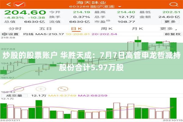 炒股的股票账户 华胜天成：7月7日高管申龙哲减持股份合计5.97万股