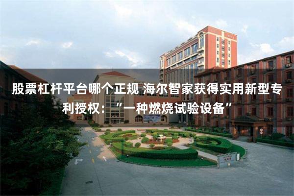 股票杠杆平台哪个正规 海尔智家获得实用新型专利授权：“一种燃烧试验设备”