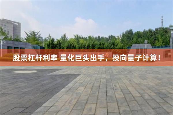 股票杠杆利率 量化巨头出手，投向量子计算！