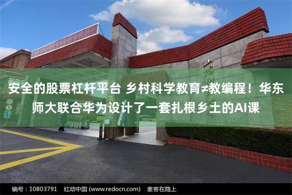 安全的股票杠杆平台 乡村科学教育≠教编程！华东师大联合华为设计了一套扎根乡土的AI课
