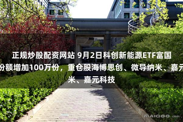 正规炒股配资网站 9月2日科创新能源ETF富国基金份额增加100万份，重仓股海博思创、微导纳米、嘉元科技