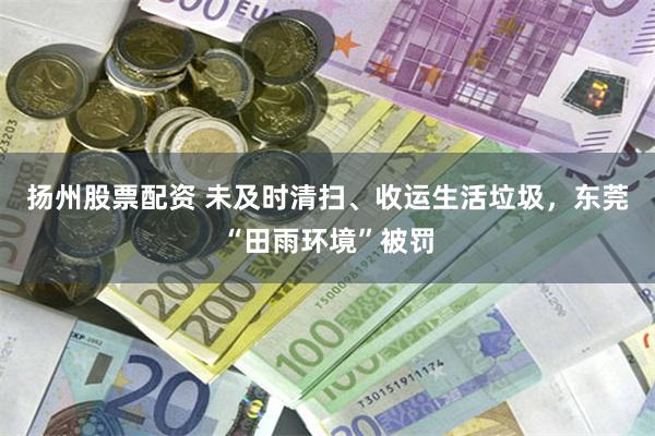 扬州股票配资 未及时清扫、收运生活垃圾，东莞“田雨环境”被罚