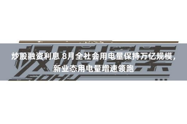 炒股融资利息 8月全社会用电量保持万亿规模，新业态用电量增速领跑